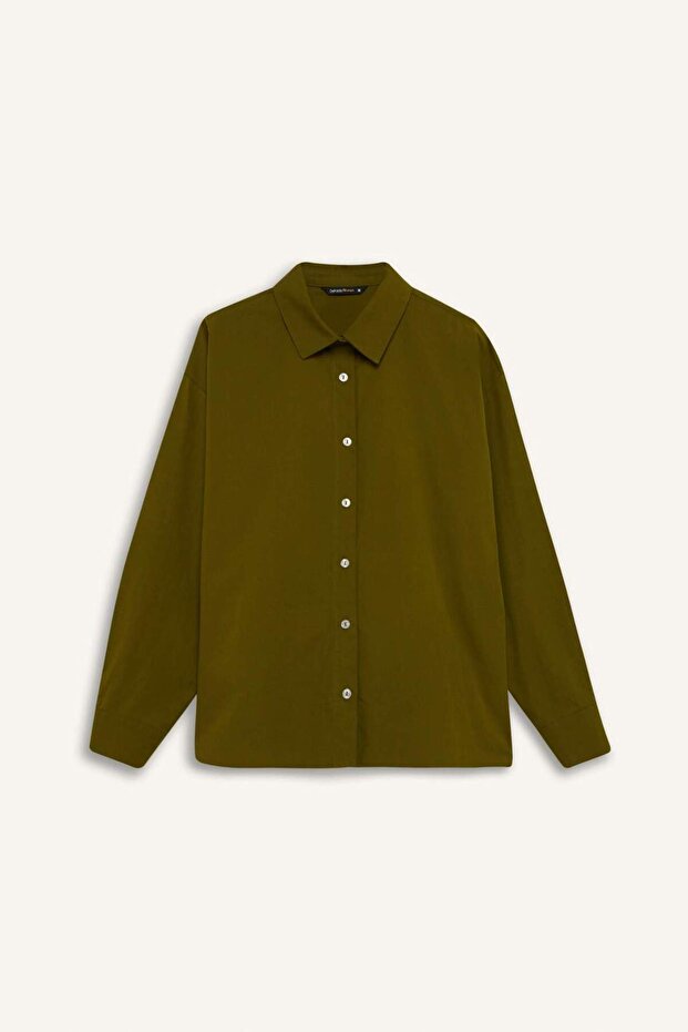 Oversıze Poplin Basıc Gömlek E2677AX24WN - 8