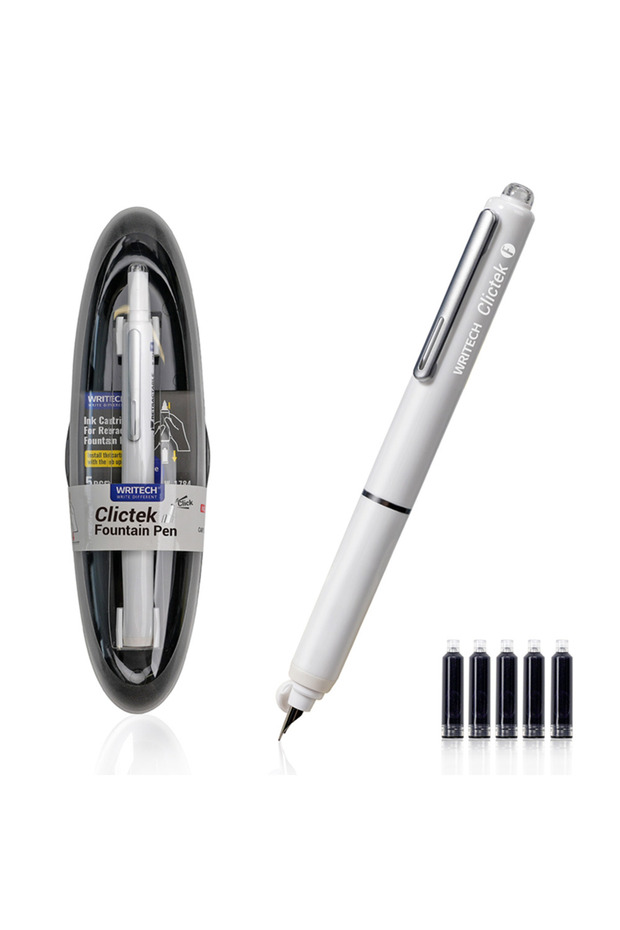 W-784 Push-Pull Fountain Pen White - Blister - 4