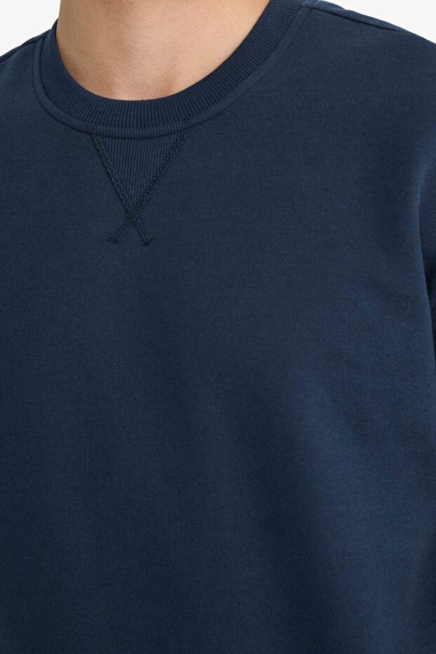 Regular Fit Bisiklet Yaka Kalın Basic Düz Sweatshirt T3777AZ24AU - 5