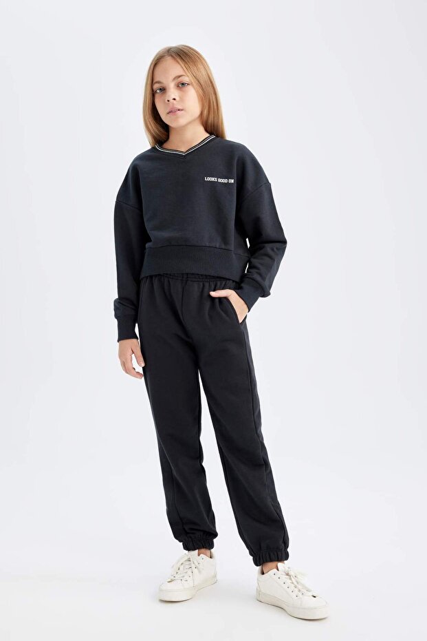 2-Piece Set Printed Sweatshirt Elastic Waist Sweatpants Girls D4054A824Wn