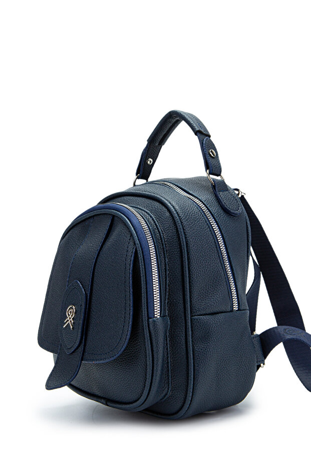 حقيبة ظهر صغيرة متعددة الأقسام من ميني فرانك باللون الأزرق الداكن - 3