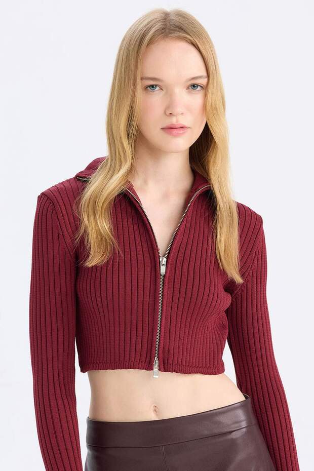 Coool Half Turtleneck Zippered Knitwear Cardigan B2558Ax24Au