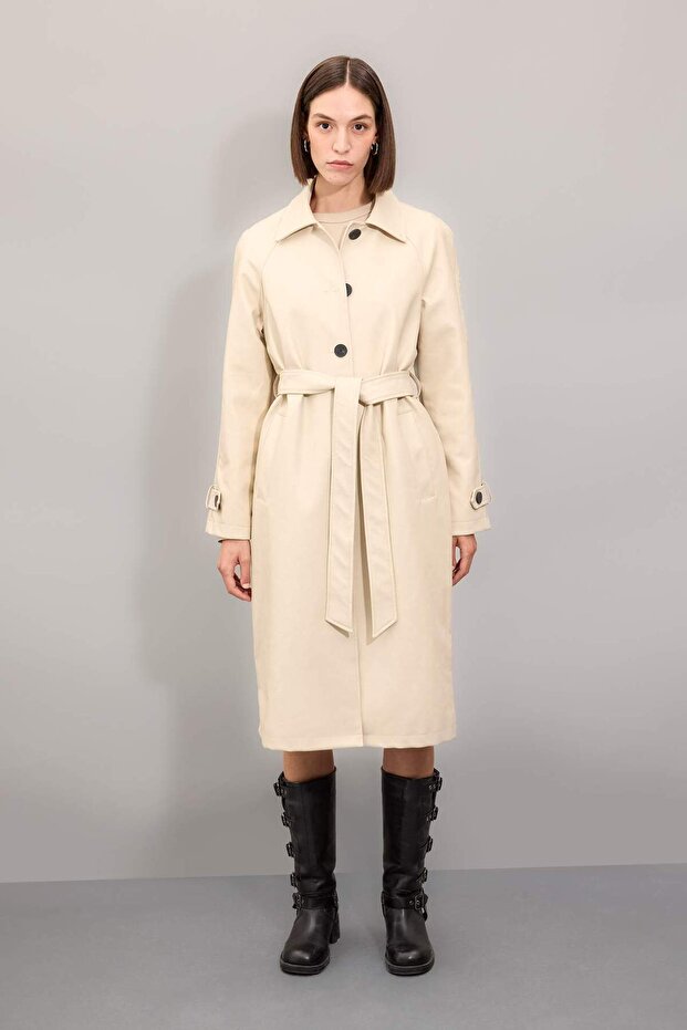 DFC - Regular Fit Suni Deri Trençkot - 3