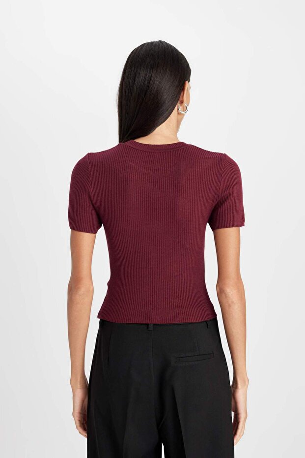 Crop Basıc Fitilli Triko Kazak C5638AX24AU - 6