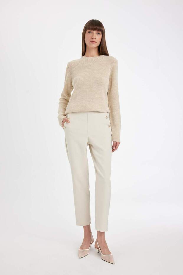 Carrot Fit Carrot Fit Pants Basic Plain Pocketed High Waist Straight Leg B1238Ax24Au
