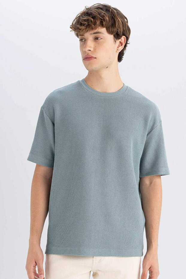 Boxy Fit Crew Neck Short Sleeve Basic Solid T-Shirt 3155104