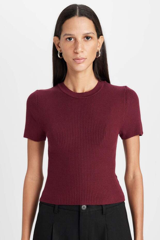 Crop Basıc Fitilli Triko Kazak C5638AX24AU - 1