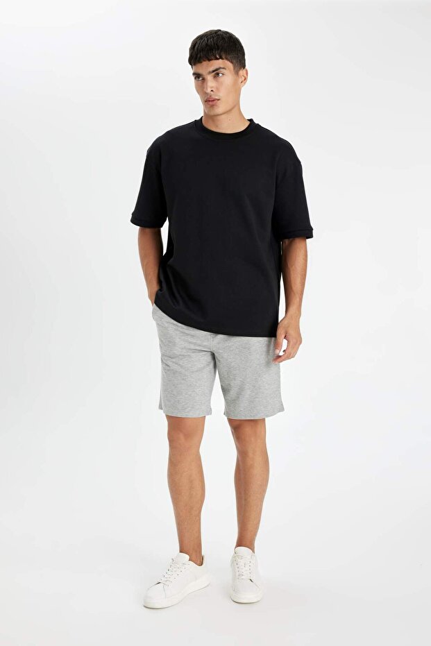 Regular Fit Basic Plain Bermuda Shorts with Pockets D7933Ax24Sm