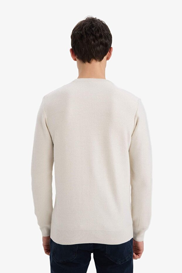 Strukturierter Strickpullover mit normaler Passform und Rundhalsausschnitt C9618ax24au - 5