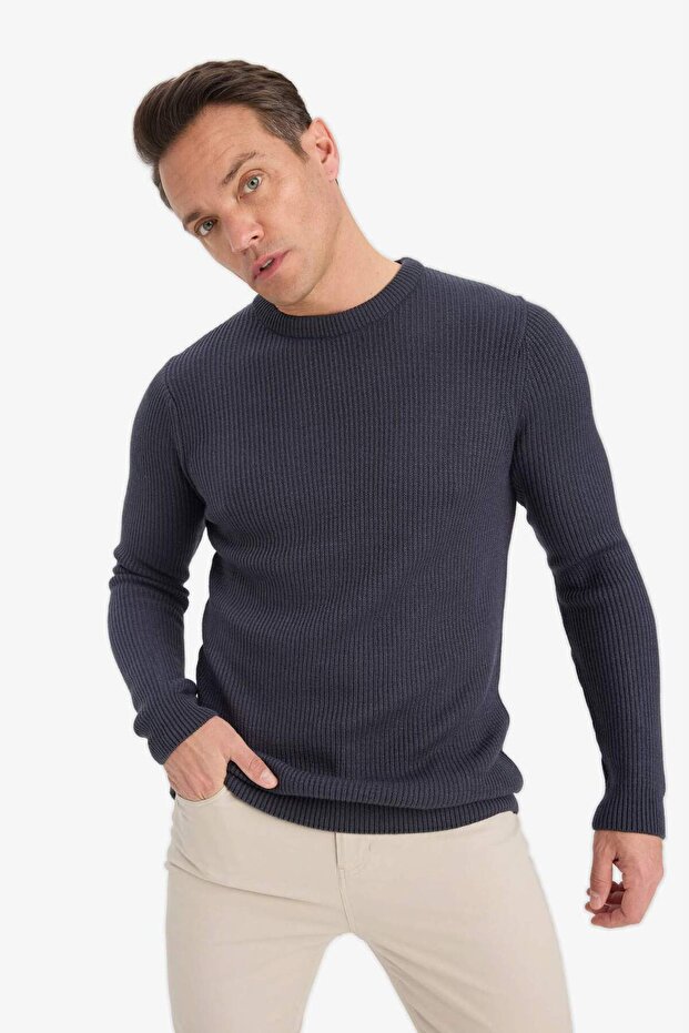 Standard Fit Crew Neck Sweater Sweater C8814Ax24Wn