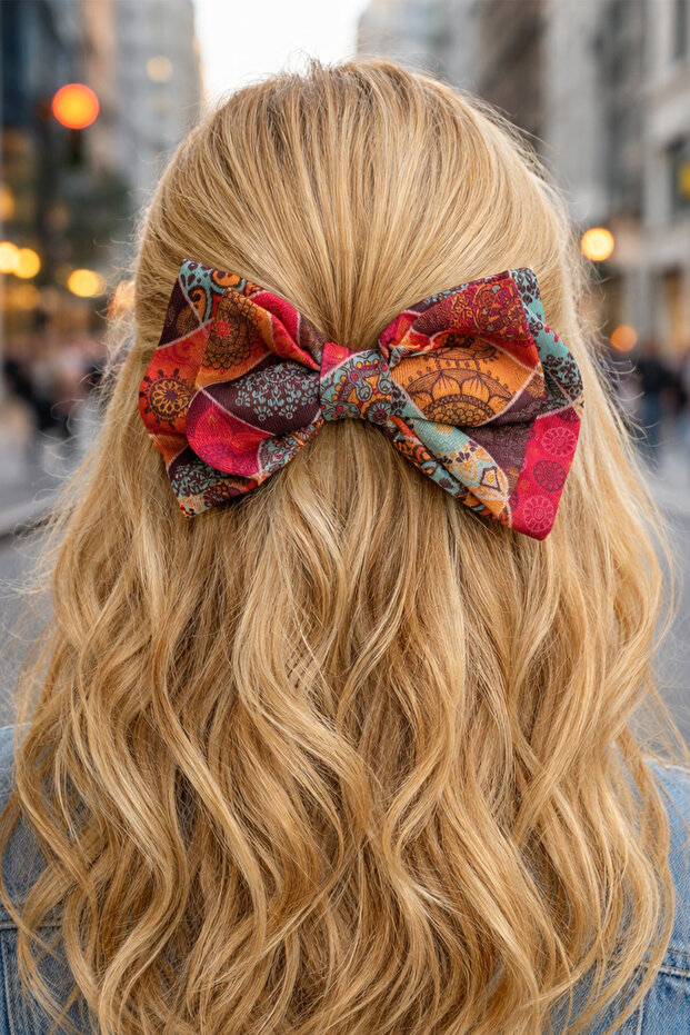 مشبك شعر أوتوماتيكي بنمط عرقي (12 سم) - 1