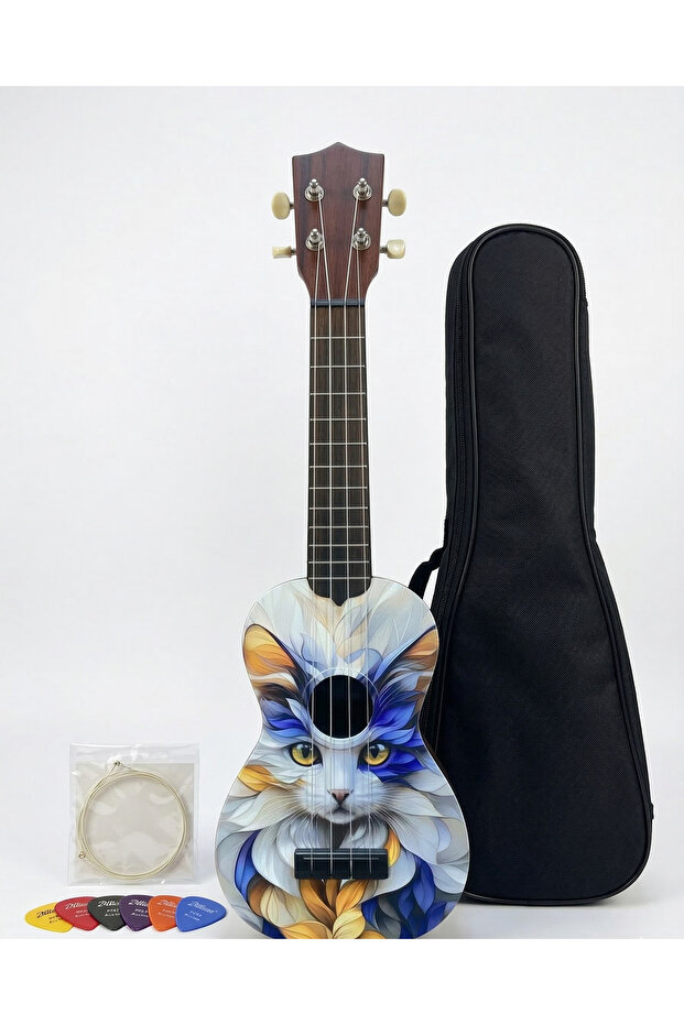 Soprano Ukulele with Cat Pattern