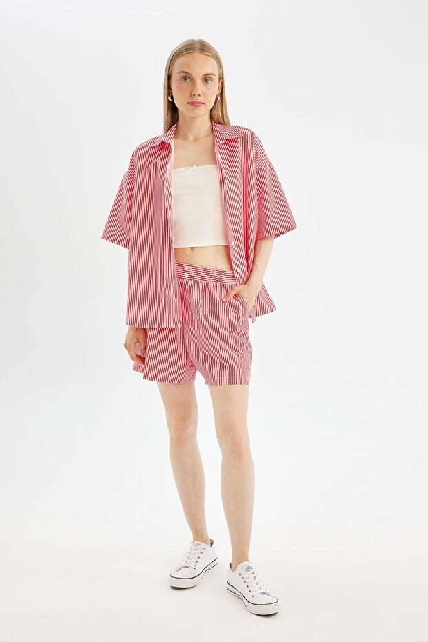 Regular Fit Normal Bel Kısa Paça Poplin Şort D3469AX24HS - 5