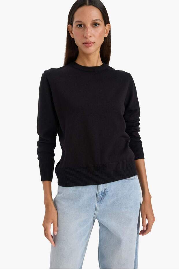 Regular Fit Pullover mit weicher Textur und Rundhalsausschnitt, Basic-Strickpullover C0058AX24WN - 3