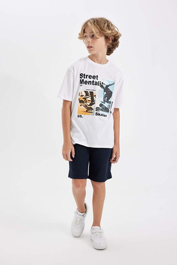 Boys' 2-Piece Set Crew Neck Printed Short-Sleeved T-Shirt Shorts D3929A824Hs