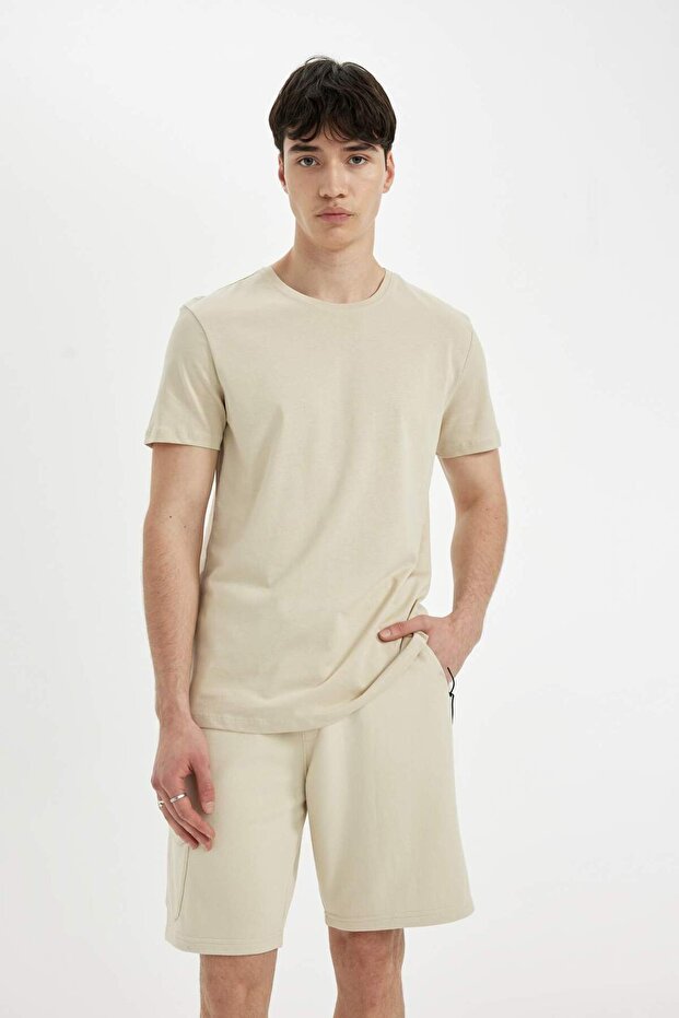 Regular Fit Düz Paça Kargo Cepli Basic Düz Şort B8795AX24SM - 4