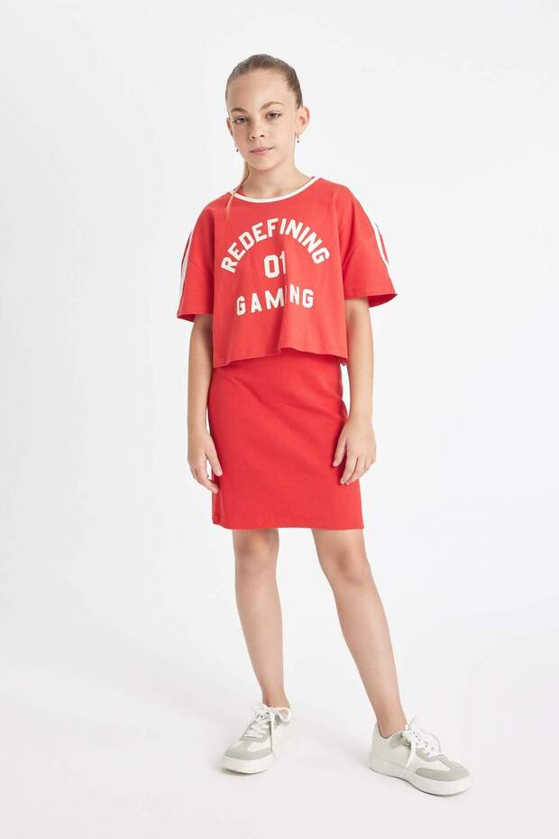 Girl's Ribbed Camisole Dress Printed T-Shirt Set of 2 D2339A824Sm