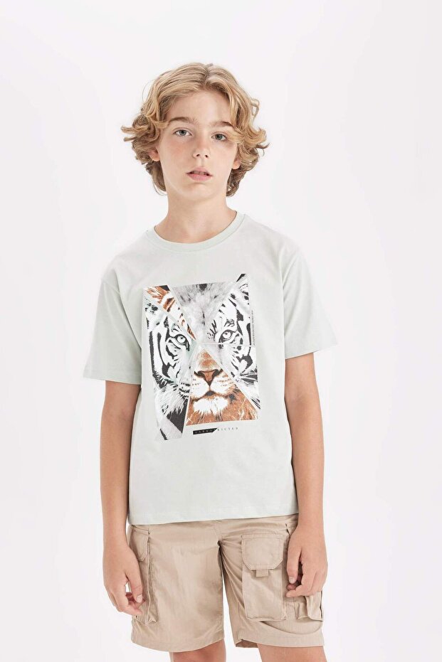 Crew Neck Printed Short Sleeve T-Shirt Boys D2237A824Hs