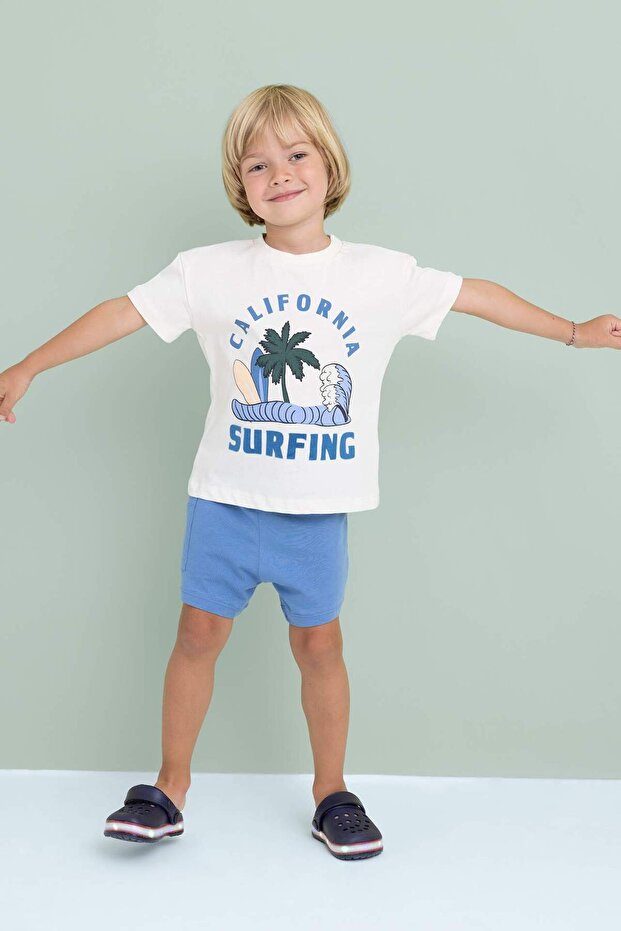 Baby Boy 2 Piece Set Crew Neck Printed Short Sleeve T-Shirt Shorts C9197A524Sm