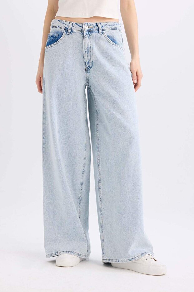 Palazzo High Waist Long Jean Washed Pants D0847Ax24Sm
