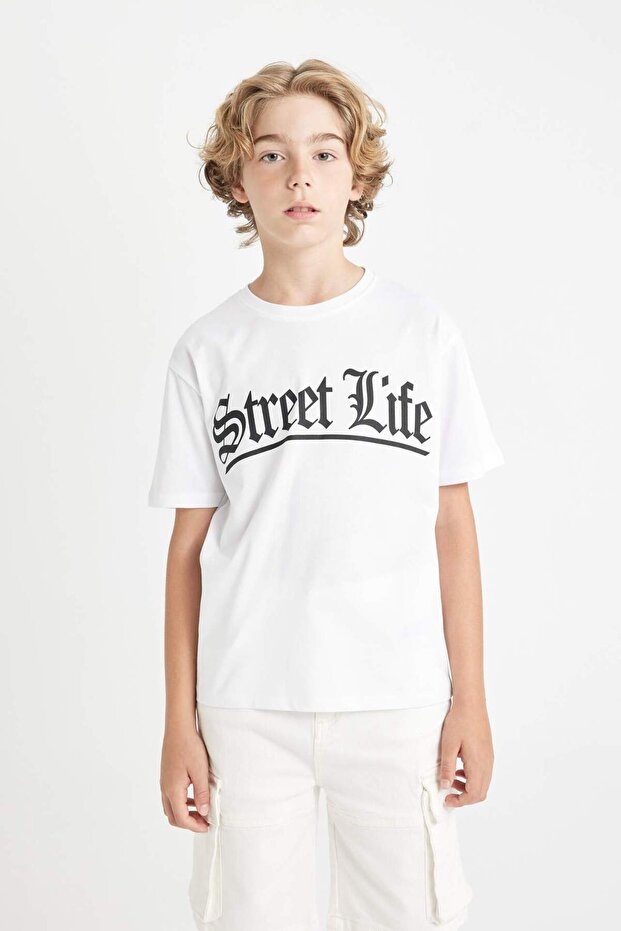 Crew Neck Printed Short Sleeve T-Shirt Boys' C4648A824Sm