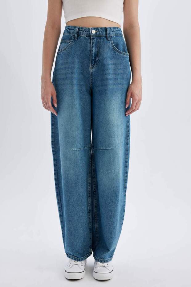 Baggy Fit High Waist Long Washed Jean Pants D0846Ax24Sm