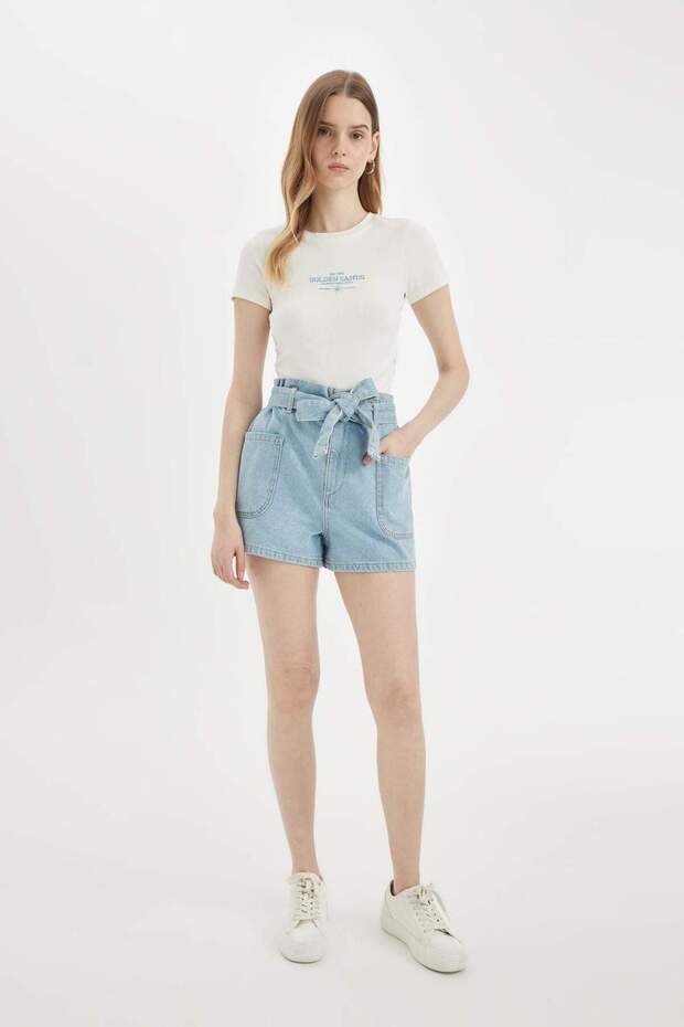 Paperbag High Waist Jean Shorts C2445Ax24Hs