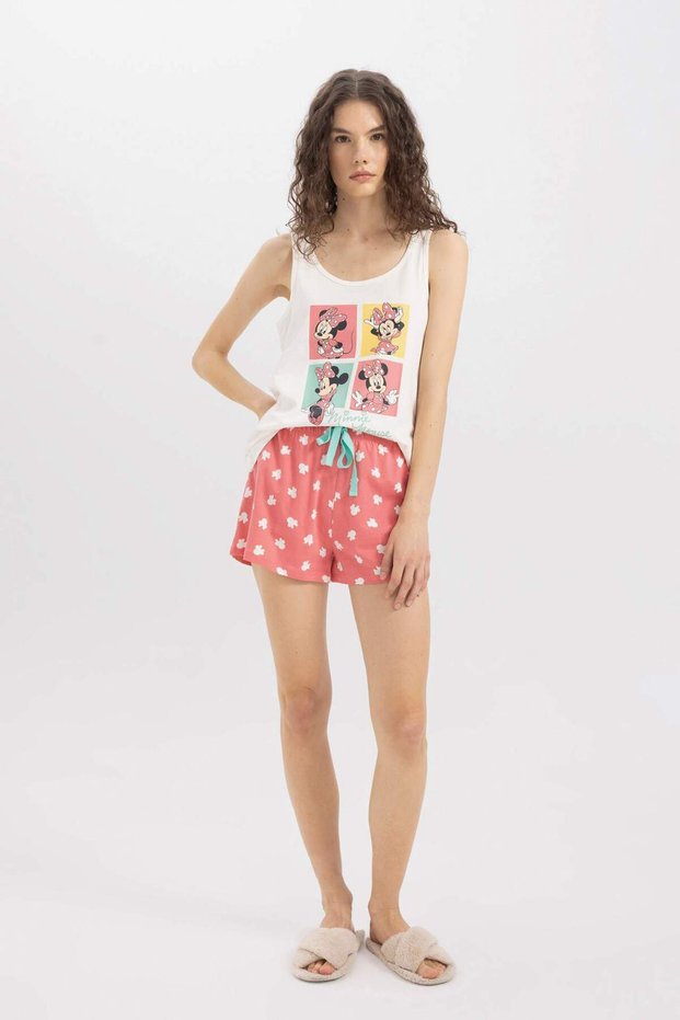Pajama Suit Disney Mickey & Minnie Tank Top Elastic Waist Shorts-Fall in Love B8740Ax24Sm
