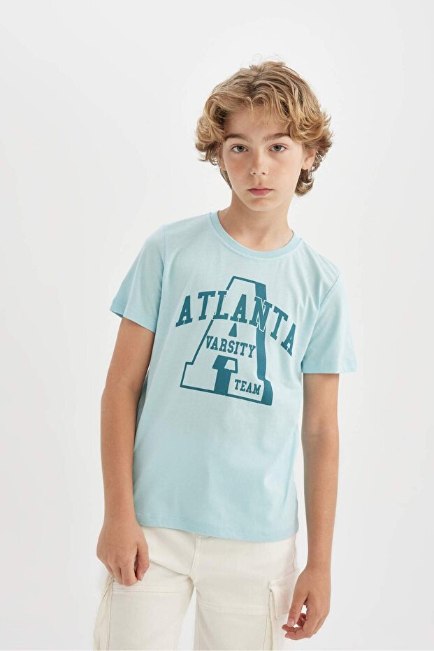 Boy's Crew Neck Printed Short Sleeve T-Shirt C6884A824Sm