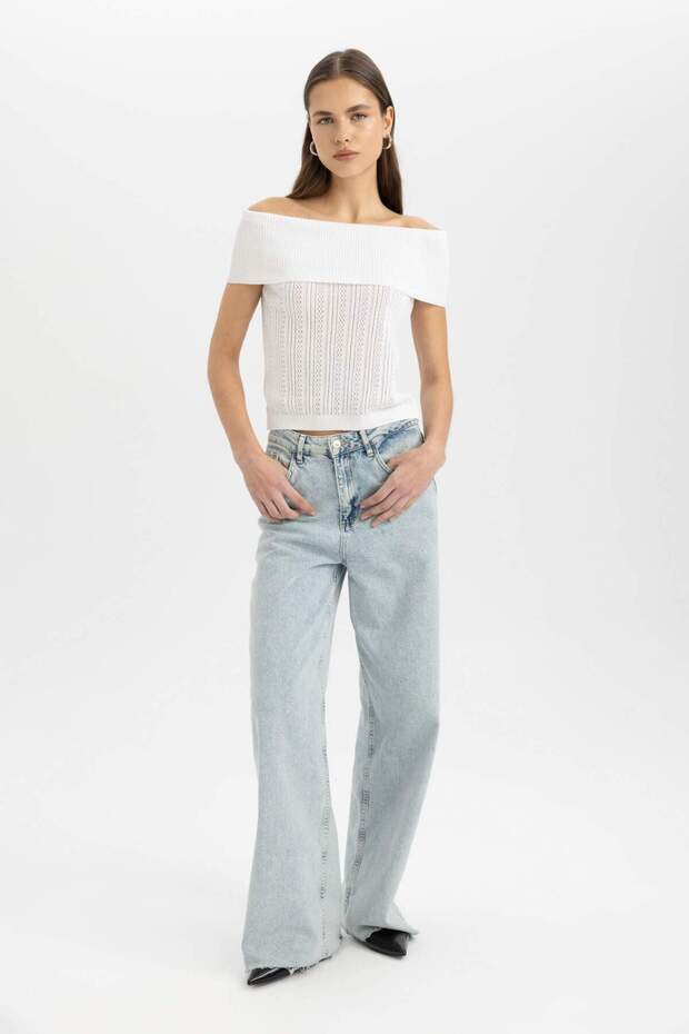 Fıtted Açık Omuz Basıc Triko Bluz D0604AX24SM - 2