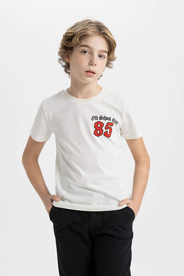 Crew Neck Printed Short Sleeve T-Shirt Boys' C6880A824Sm