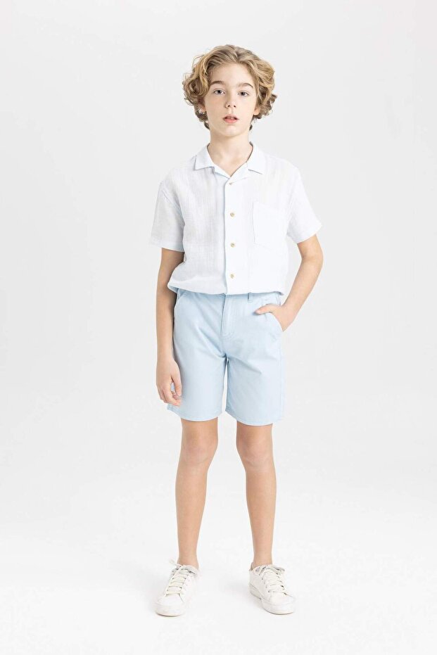 Basic Plain Gabardine Shorts with Pockets for Boys C2955A824Sm