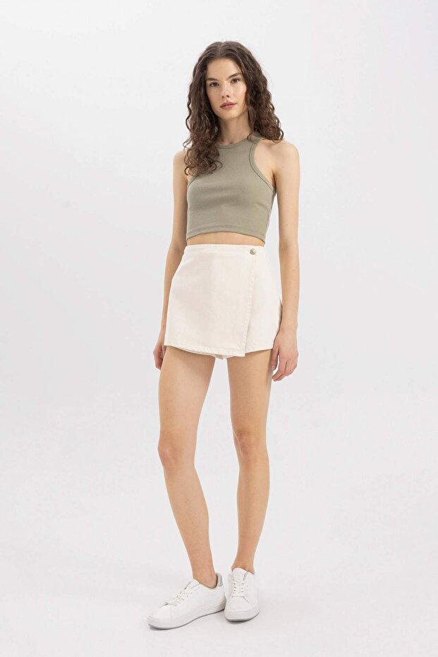 High Waist Woven Shorts Skirt C0699Ax24Sm