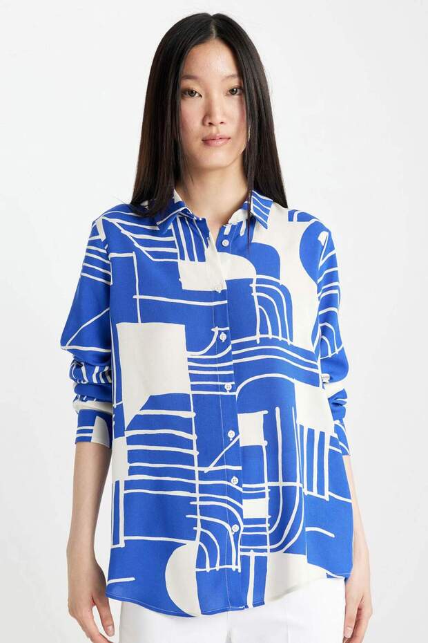 Regular Fit Long Sleeve Patterned Shirt I8266Az24Sp