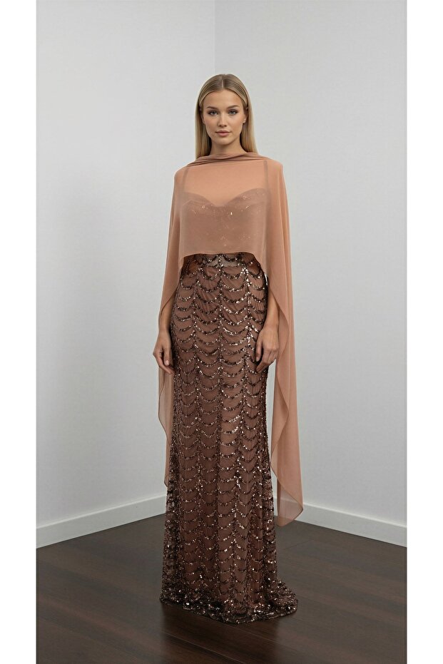 6229PAY ASKILI PAYETLİ ELBİSE - 1