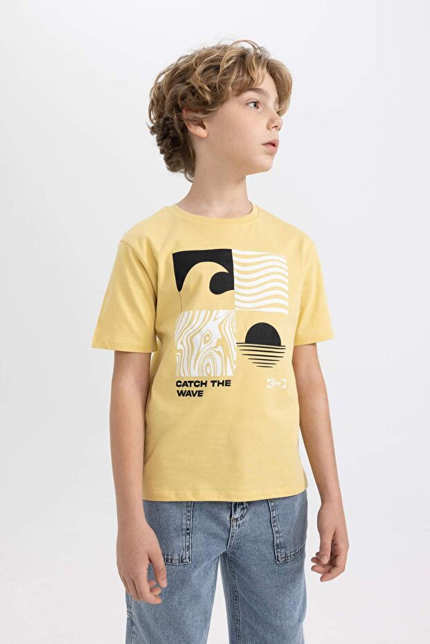 Crew Neck Printed Short Sleeve T-Shirt Boys C3308A824SM
