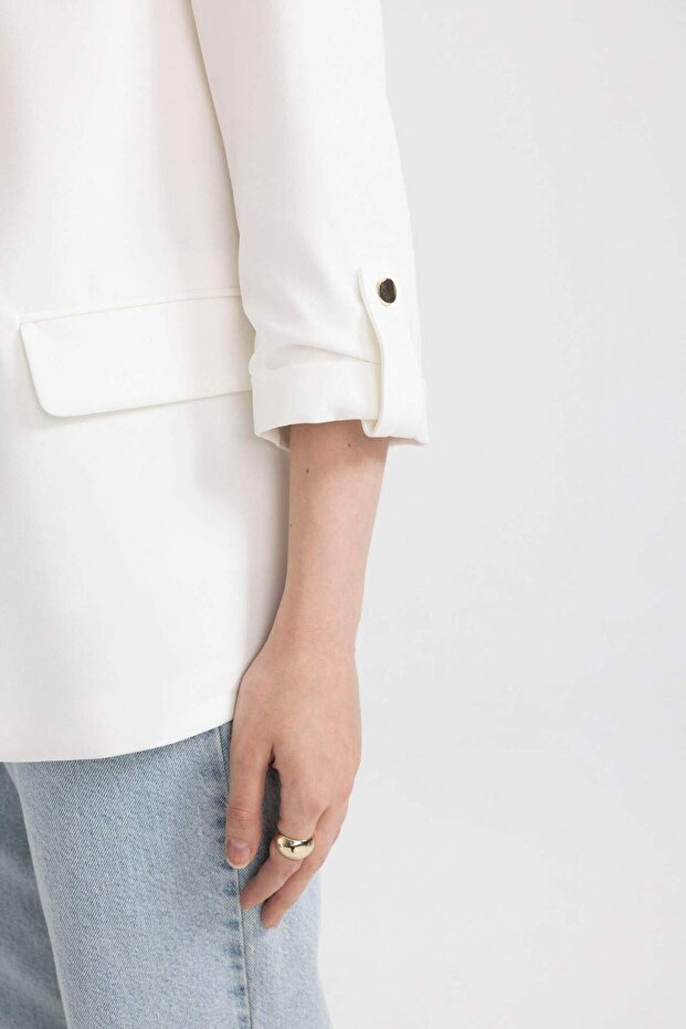 Regular Fit Jacket Collar Basic Plain Blazer Jacket C3215Ax24Sm - 4