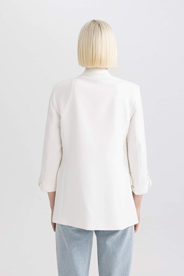 Regular Fit Jacket Collar Basic Plain Blazer Jacket C3215Ax24Sm - 5