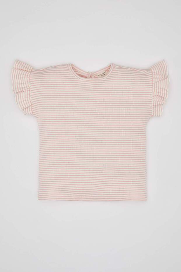 Crew Neck Striped Short Sleeve T-Shirt Baby Girl C4000A524Sm