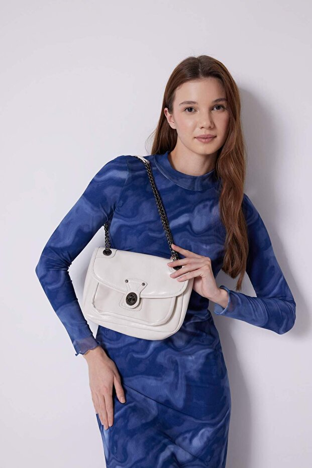 Women's Buckle Detailed Faux Leather Shoulder Bag B9351Axns