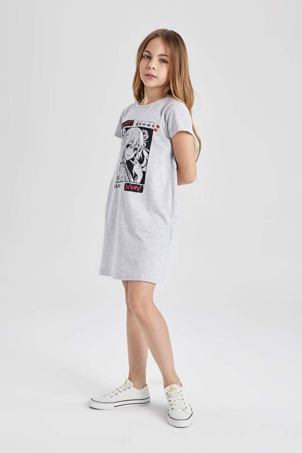 Girl's Printed Short Sleeve Dress C6968A824SM