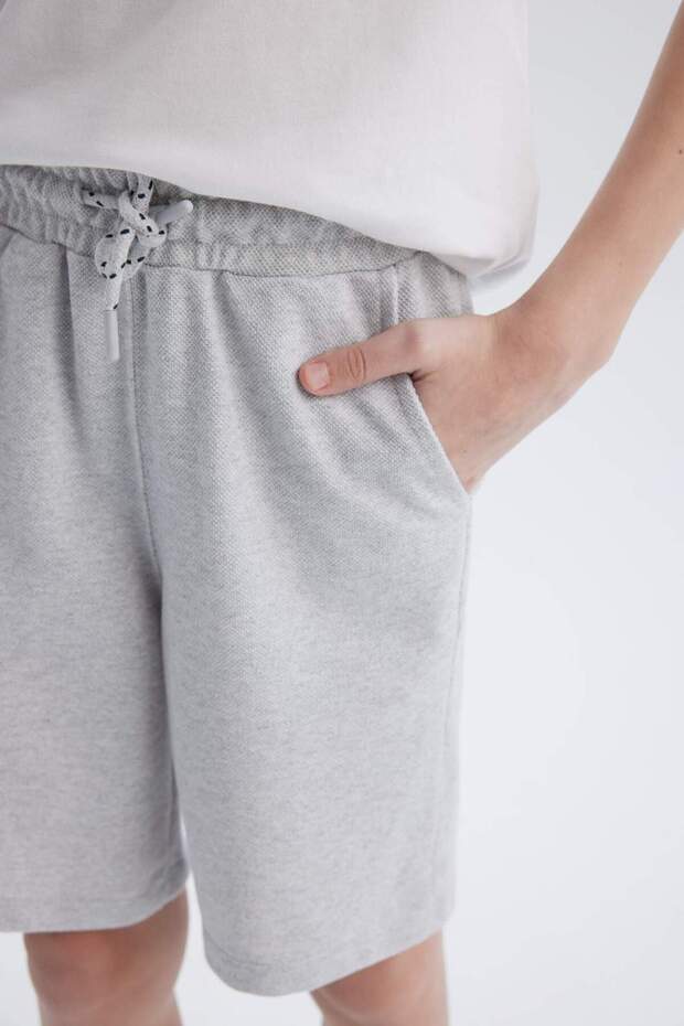 Erkek Çocuk Pike Basic Düz Bermuda Şort B5866A824SM - 5