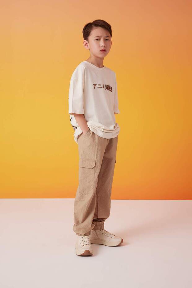 Boy's Cargo Pocket Waist Lace-Up Elastic Leg Jogger Parachute Pants C2172A824Sm