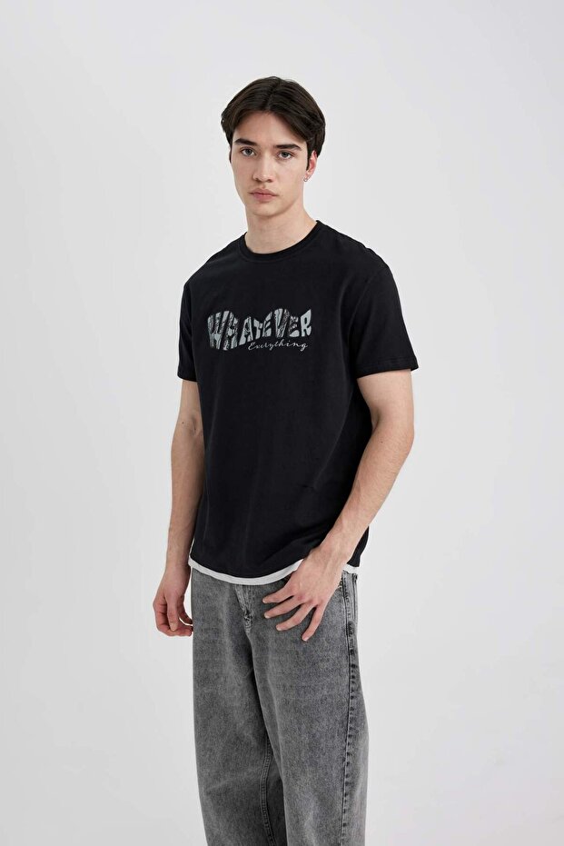 100% Cotton Regular Fit Crew Neck Printed Short Sleeve T-Shirt B8483Ax24Sm