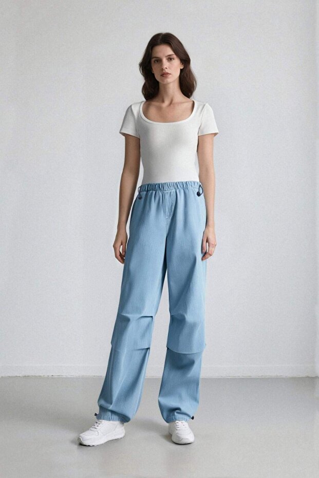 Jogger High Waist Ankle Length Parachute Jean Pants C1321Ax24Sm