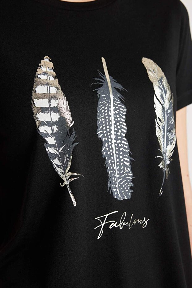 Regular Fit Bisiklet Yaka Baskılı Kısa Kollu Tişört C2110AX24SP - 5