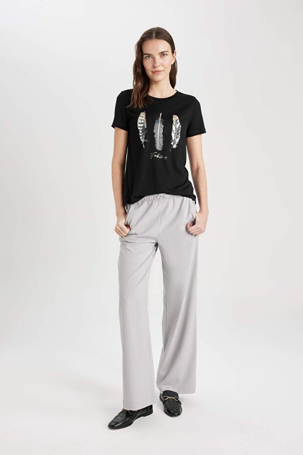 Regular Fit Bisiklet Yaka Baskılı Kısa Kollu Tişört C2110AX24SP - 2