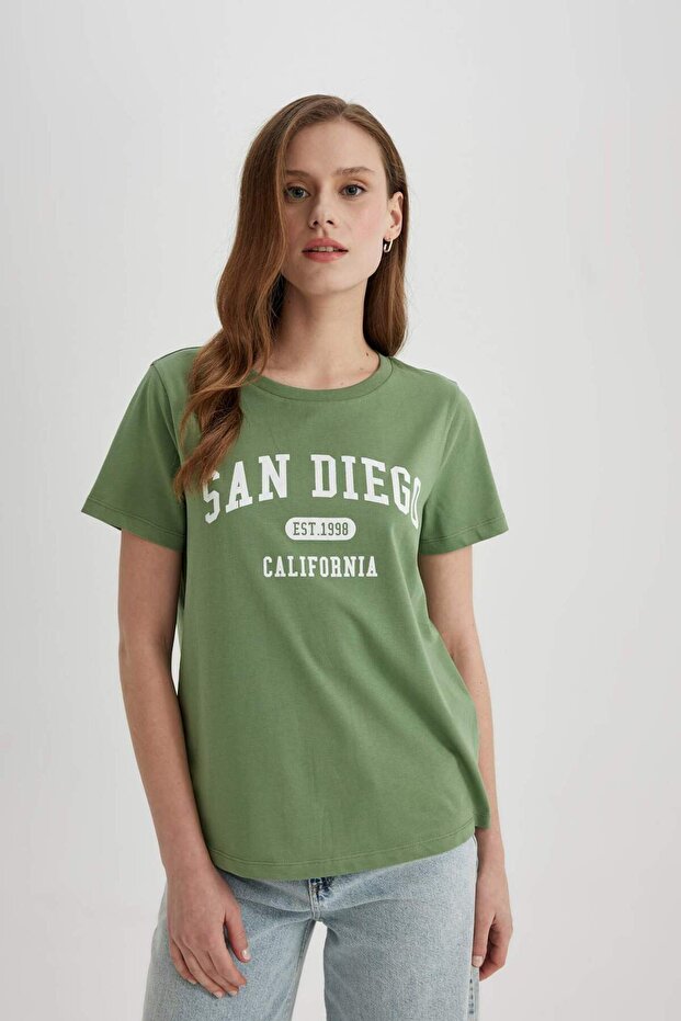 Regular Fit Crew Neck Printed Short Sleeve T-Shirt C2619Ax24Sp