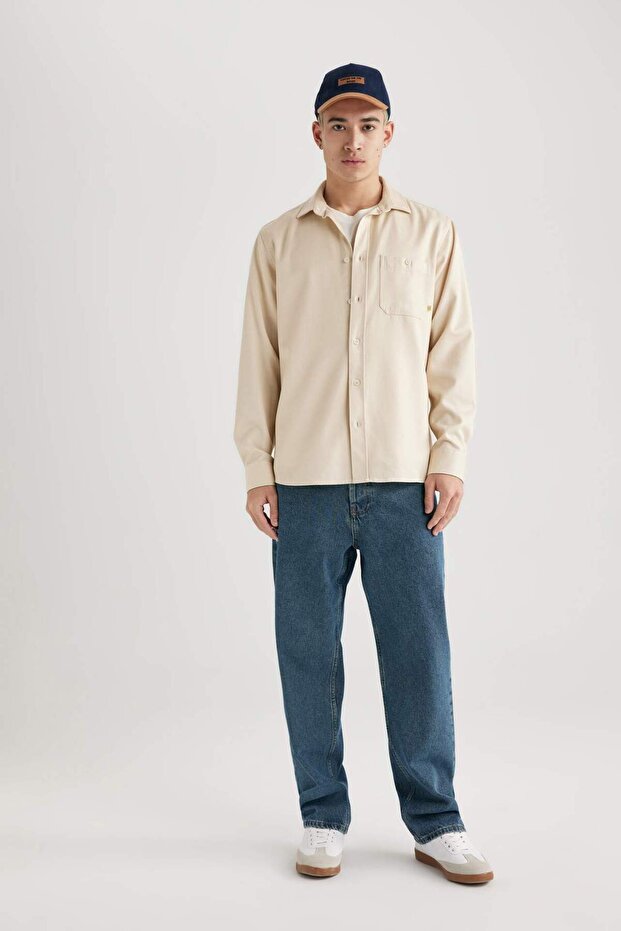 Regular Fit Basic Einfarbiges Langarmshirt B3670ax24sp - 2