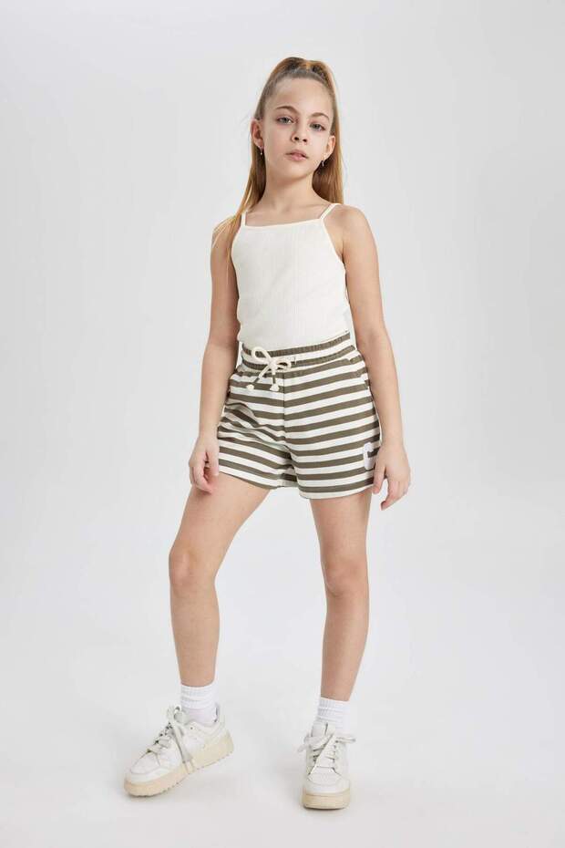 Elastic Waist Striped Shorts for Girls A2466A824Hs